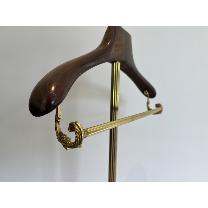Neoclassical Brass and Wood Gentleman's Valet Stand, French Work, Circa 1940