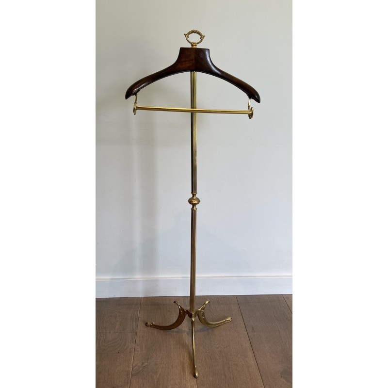 Neoclassical Brass and Wood Gentleman's Valet Stand, French Work, Circa 1940