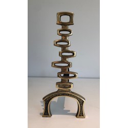 Pair of Modernist Brass Andirons, Italian Work, Circa 1970