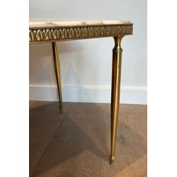 Neoclassical Brass Coffee Table with Marble Top, French Work in the Taste of Maison Jansen, Circa 1940