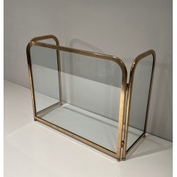 Pare-Feu à 3 Volets en Verre Encadré de Laiton