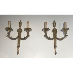Importante Paire d'Appliques en Bronze de Style Louis XVI