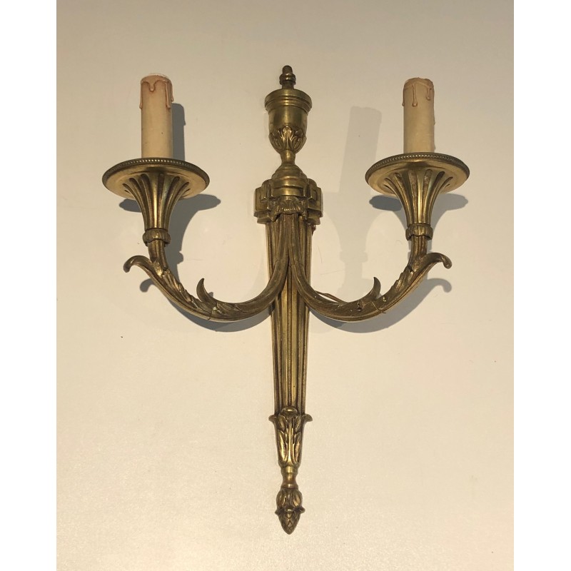Important Pair of Bronze Wall Sconces in the Louis XVI Style, French Work, Circa 1880