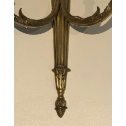 Important Pair of Bronze Wall Sconces in the Louis XVI Style, French Work, Circa 1880