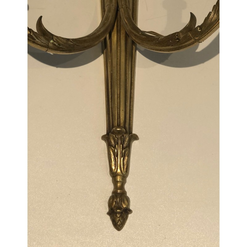 Important Pair of Bronze Wall Sconces in the Louis XVI Style, French Work, Circa 1880