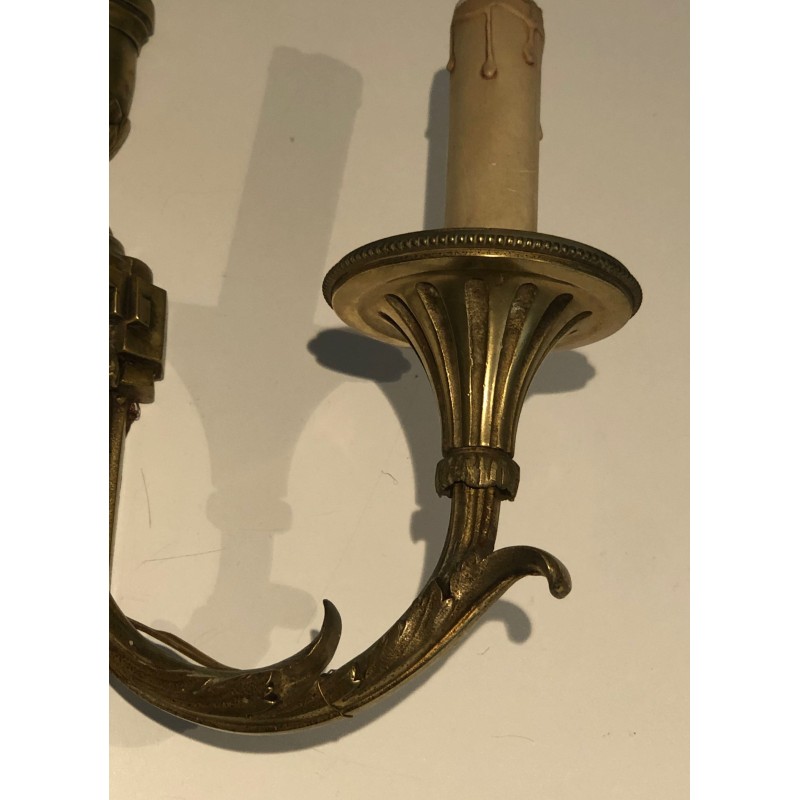 Important Pair of Bronze Wall Sconces in the Louis XVI Style, French Work, Circa 1880