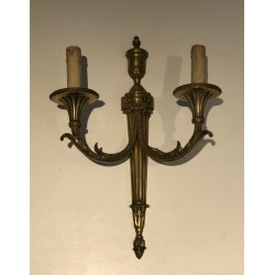 Important Pair of Bronze Wall Sconces in the Louis XVI Style, French Work, Circa 1880