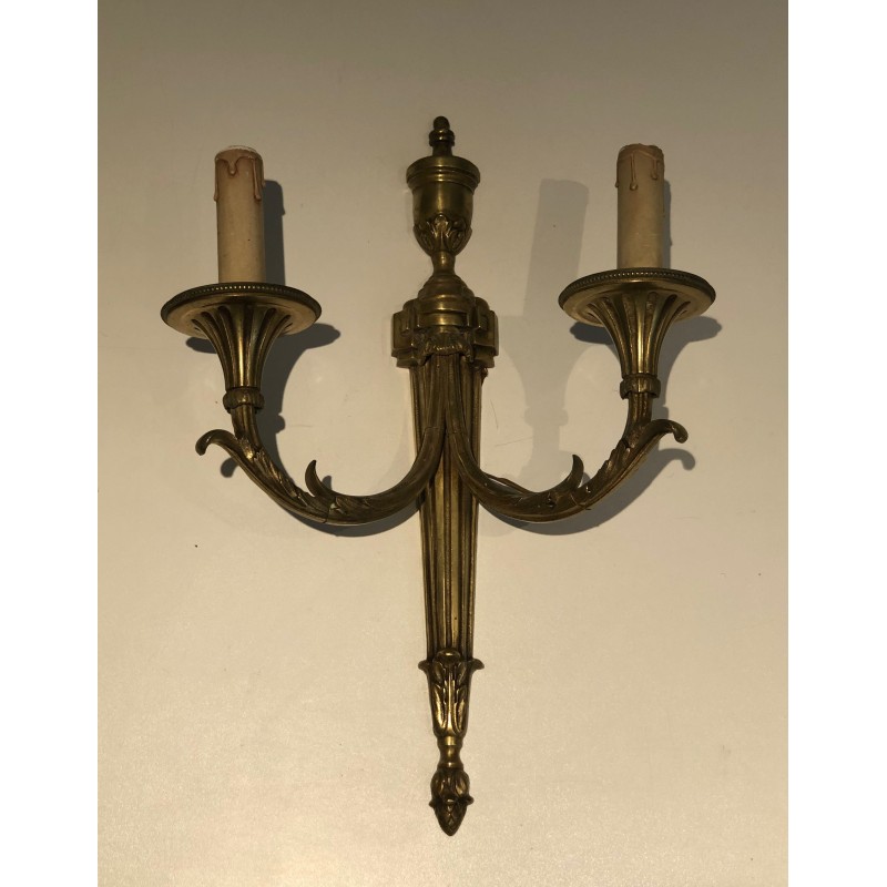 Important Pair of Bronze Wall Sconces in the Louis XVI Style, French Work, Circa 1880
