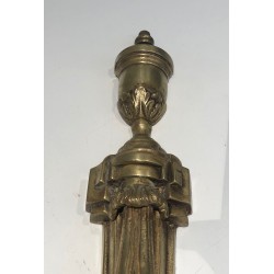 Important Pair of Bronze Wall Sconces in the Louis XVI Style, French Work, Circa 1880