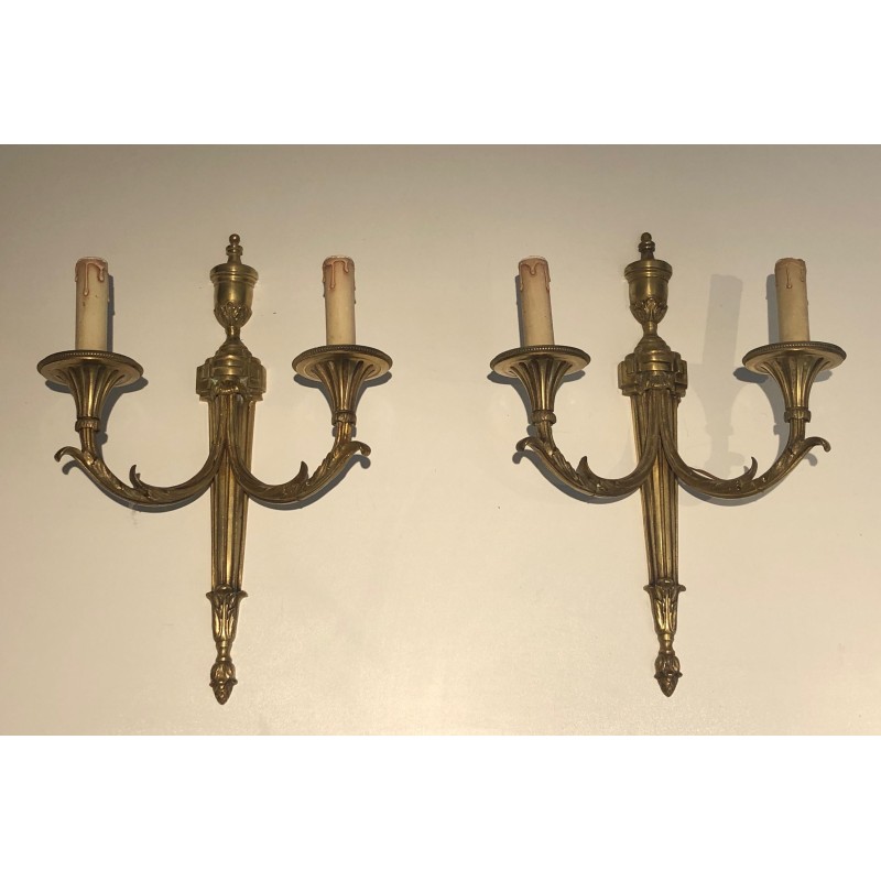 Importante Paire d'Appliques en Bronze de Style Louis XVI
