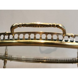 Neoclassical Round Brass Drinks Trolley with Removable Trays, Maison Baguès, Circa 1940