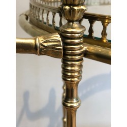 Neoclassical Round Brass Drinks Trolley with Removable Trays, Maison Baguès, Circa 1940