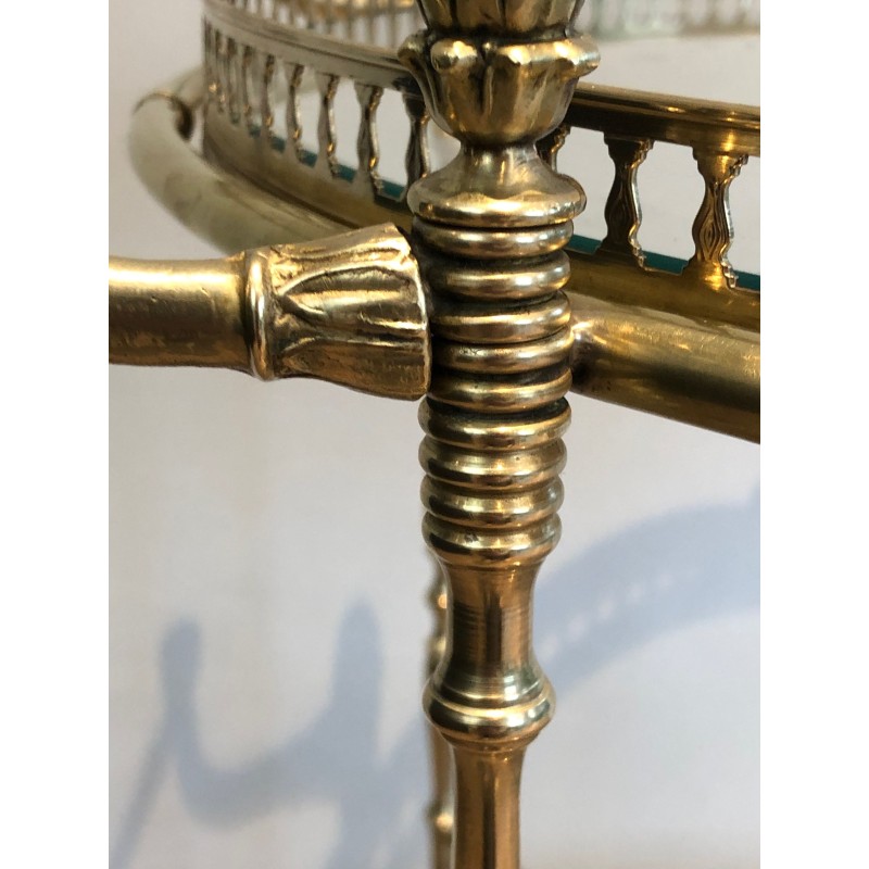 Neoclassical Round Brass Drinks Trolley with Removable Trays, Maison Baguès, Circa 1940