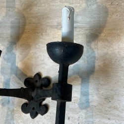 Pair of Gothic Style Wrought Iron Wall Lights with 2 Arms