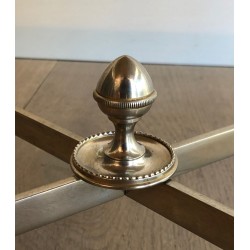 Table Basse Tripartite Néoclassique en Métal Argenté à Plateaux de Marbre de Carrare, Travail Français, Vers 1940
