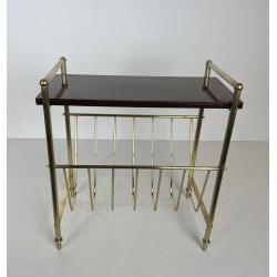 Neoclassical Mahogany and Brass Magazine Rack, Maison Jansen, Circa 1940