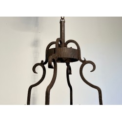 Eight-Light Wrought Iron Chandelier, French Work, Circa 1950
