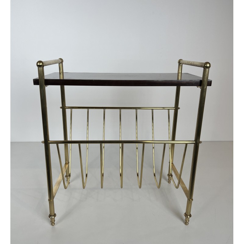 Neoclassical Mahogany and Brass Magazine Rack, Maison Jansen, Circa 1940