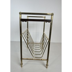 Neoclassical Mahogany and Brass Magazine Rack, Maison Jansen, Circa 1940