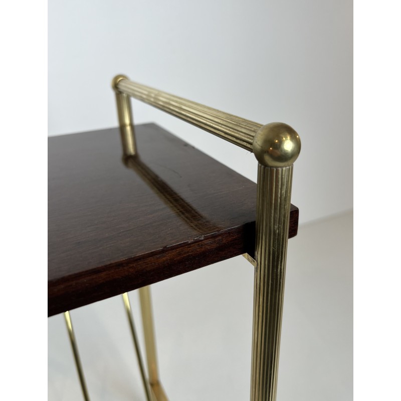 Neoclassical Mahogany and Brass Magazine Rack, Maison Jansen, Circa 1940