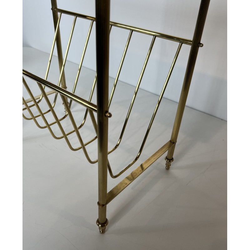 Neoclassical Mahogany and Brass Magazine Rack, Maison Jansen, Circa 1940