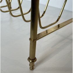 Neoclassical Mahogany and Brass Magazine Rack, Maison Jansen, Circa 1940