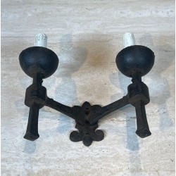 Pair of Gothic Style Wrought Iron Wall Lights with 2 Arms