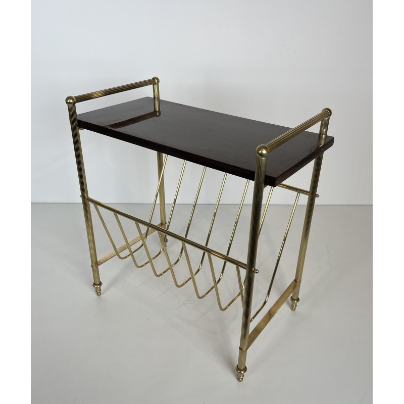 Neoclassical Mahogany and Brass Magazine Rack, Maison Jansen, Circa 1940
