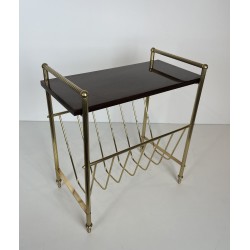 Neoclassical Mahogany and Brass Magazine Rack, Maison Jansen, Circa 1940