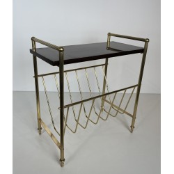 Neoclassical Mahogany and Brass Magazine Rack, Maison Jansen, Circa 1940