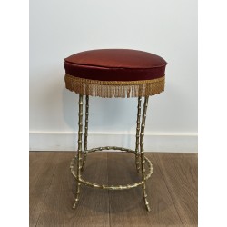 Tabouret en Bronze Façon Faux Bambou, Maison Baguès, Vers 1940