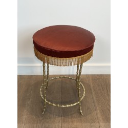 Tabouret en Bronze Façon Faux Bambou, Maison Baguès, Vers 1940