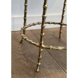 Faux Bamboo Bronze Stool, Maison Baguès, Circa 1940