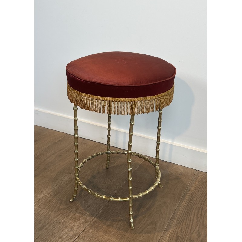 Tabouret en Bronze Façon Faux Bambou, Maison Baguès, Vers 1940