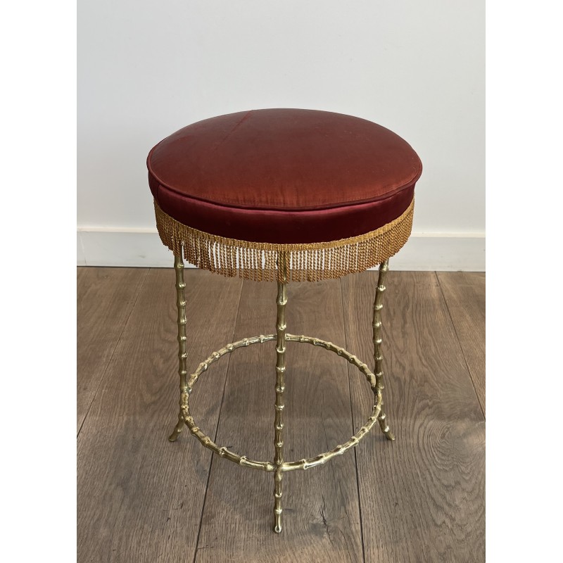 Tabouret en Bronze Façon Faux Bambou, Maison Baguès, Vers 1940