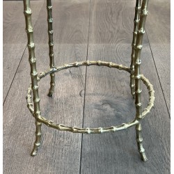 Faux Bamboo Bronze Stool, Maison Baguès, Circa 1940