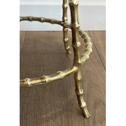 Faux Bamboo Bronze Stool, Maison Baguès, Circa 1940