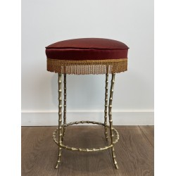 Faux Bamboo Bronze Stool, Maison Baguès, Circa 1940