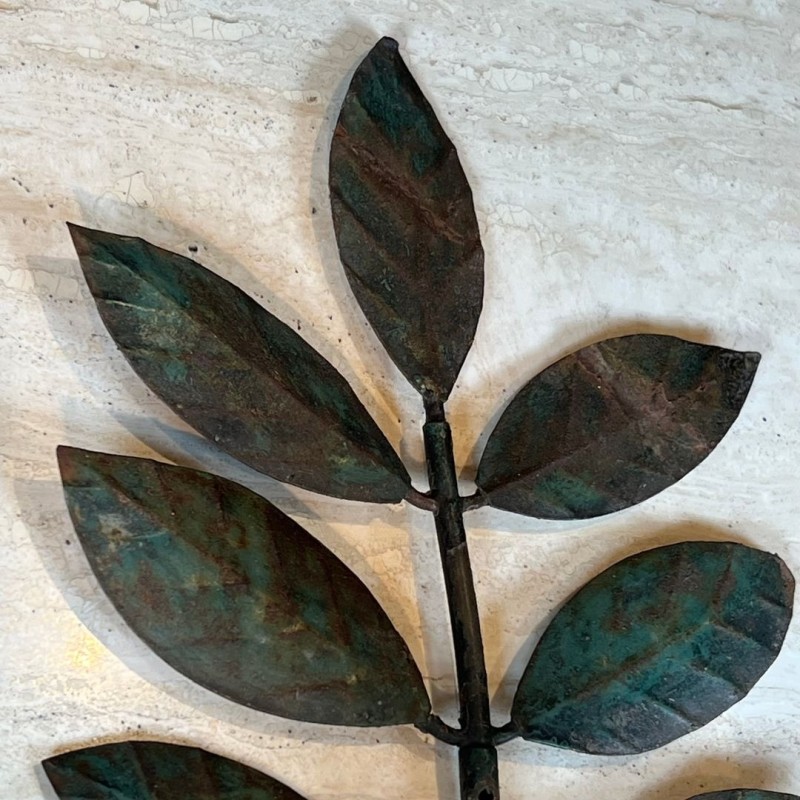Pair of Decorative Wall Sconces with Sunflowers and Foliage in Patinated Metal