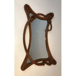 Art Nouveau Walnut Mirror, French Work in the Taste of Majorelle, Circa 1900