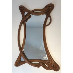 Art Nouveau Walnut Mirror, French Work in the Taste of Majorelle, Circa 1900