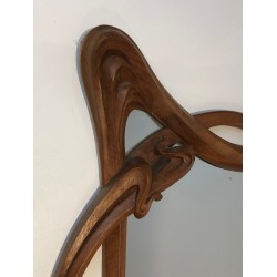 Art Nouveau Walnut Mirror, French Work in the Taste of Majorelle, Circa 1900