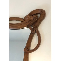 Art Nouveau Walnut Mirror, French Work in the Taste of Majorelle, Circa 1900