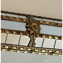 Pair of Rectangular Multi-Facet Mirrors with Brass Garlands, French Work, Circa 1970