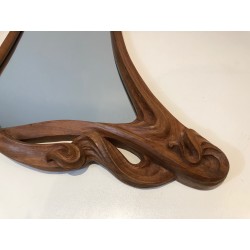 Miroir Art Nouveau en Noyer, Travail Français dans le Goût de Majorelle, Vers 1900