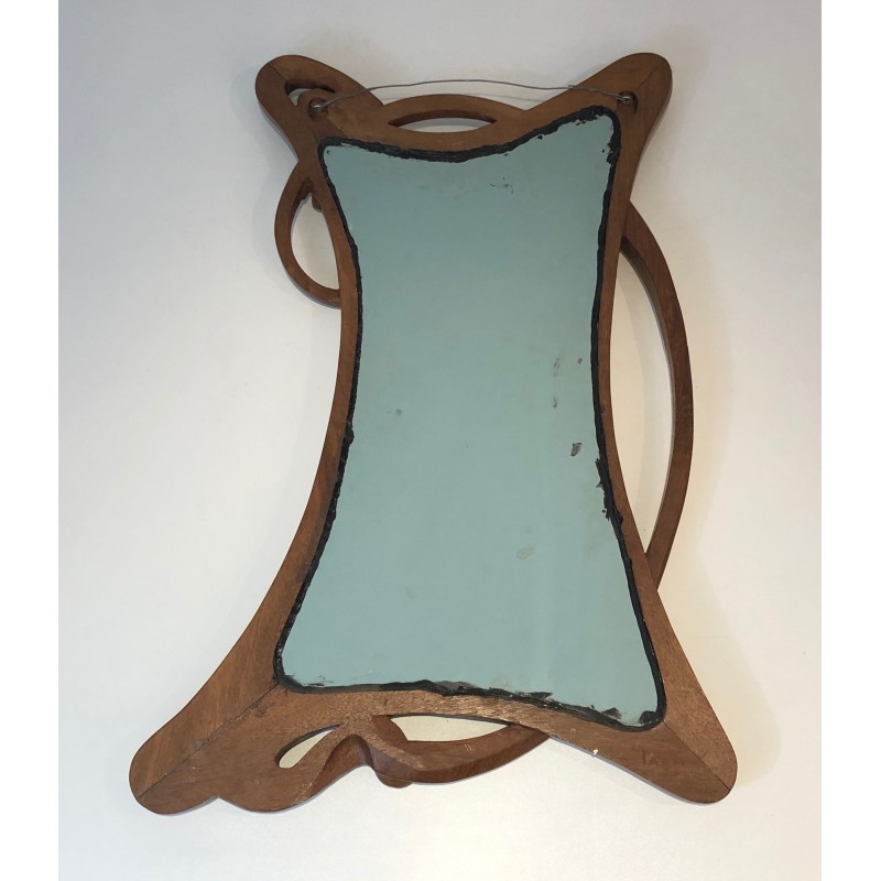 Art Nouveau Walnut Mirror, French Work in the Taste of Majorelle, Circa 1900