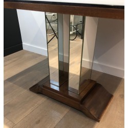 Art Deco Table Made of Eglomized Mirror Top in the Style of Jules Leleu and Max Ingrand