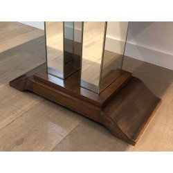 Art Deco Table Made of Eglomized Mirror Top in the Style of Jules Leleu and Max Ingrand