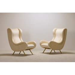 Pair of "Senior" Armchairs with Luxury Mohair Upholstery by Marco Zanuso for Arflex, Milan, Designed 1951