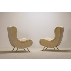 Paire de Fauteuils "Senior" Nouvelle Tapisserie de Luxe Mohair de Marco Zanuso pour Arflex Milan en 1951